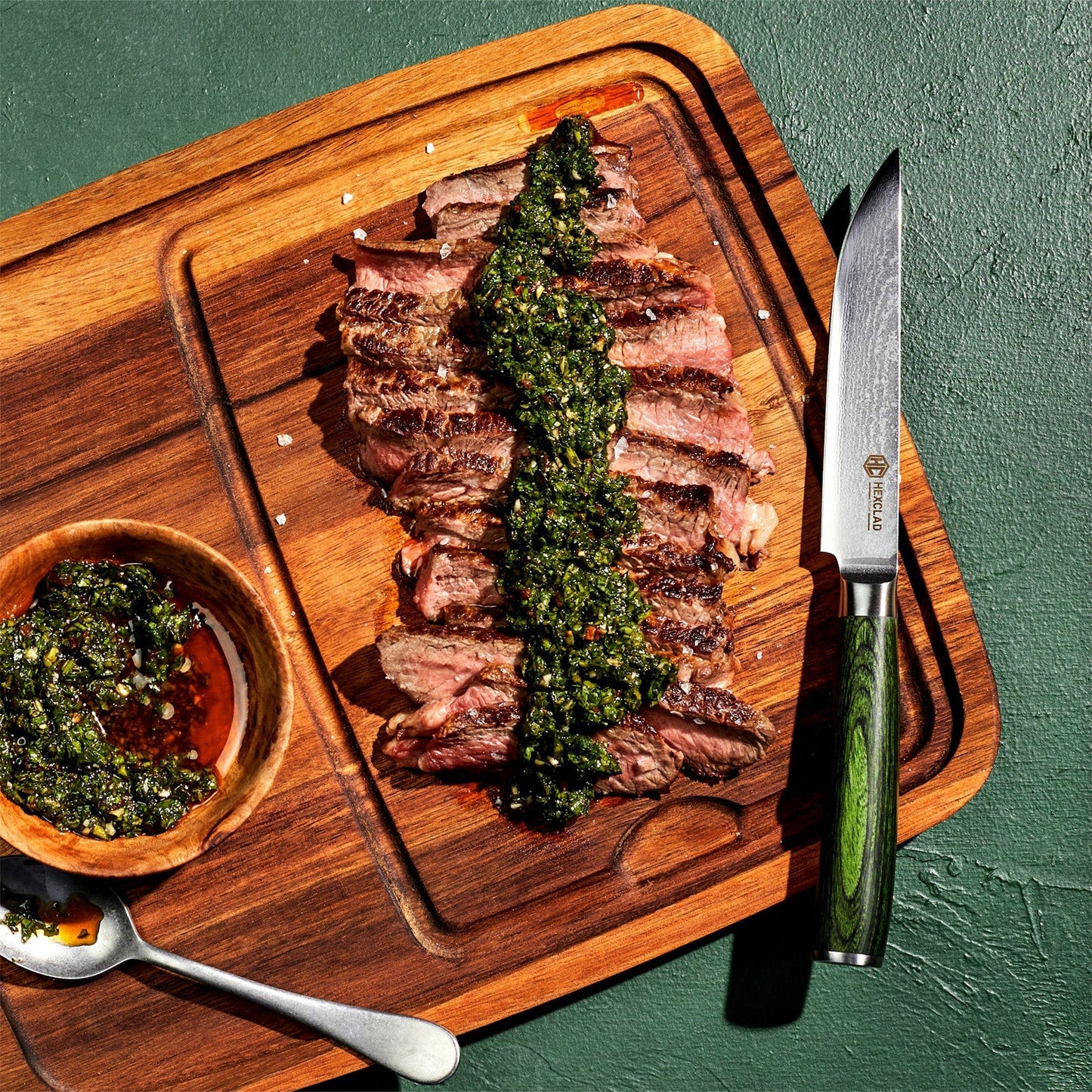 Damascus Steel Steak Knife Set, 4-pc (Green)