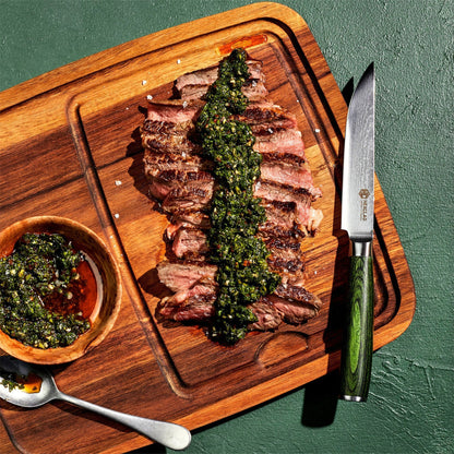 Damascus Steel Steak Knife Set, 4-pc (Green)